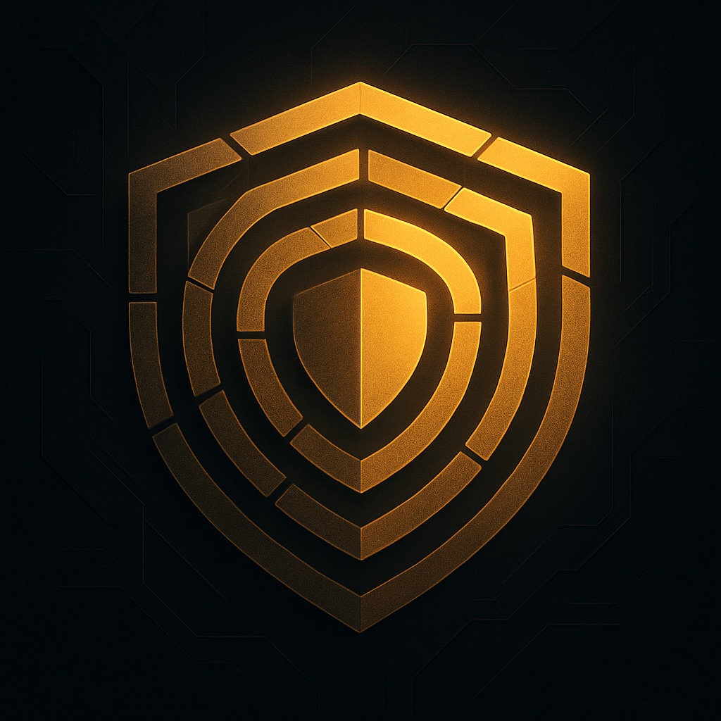 Abstract glowing gold shield representing encrypted proxy connections